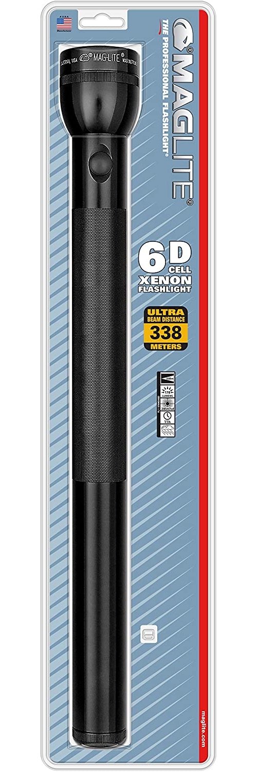 Maglite HeavyDuty Incandescent 6Cell D Flashlight, Black S6D016