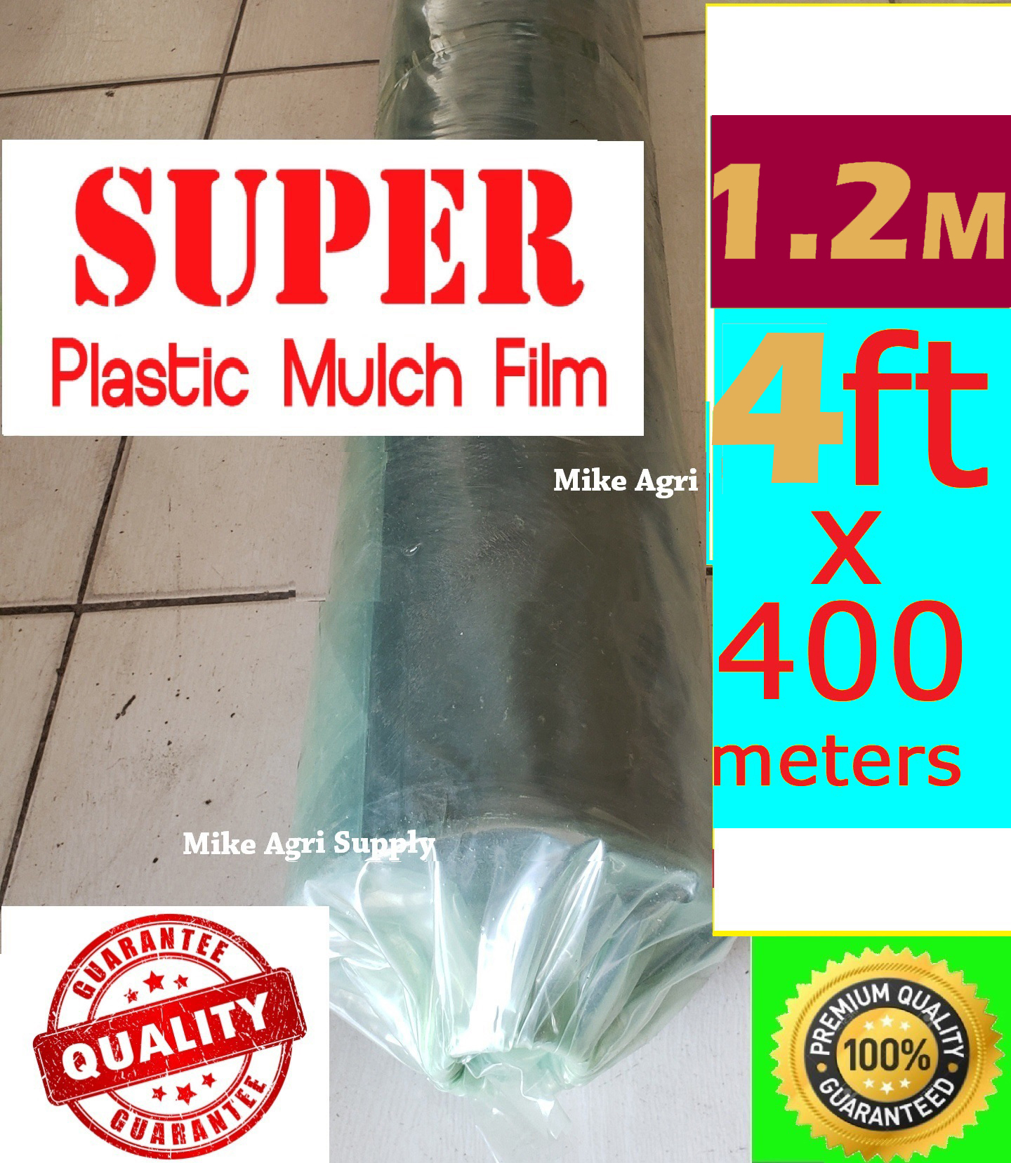 Plastic Mulch 4 feet (1.2 meters) x 400 meters Mulching Film 1.2m