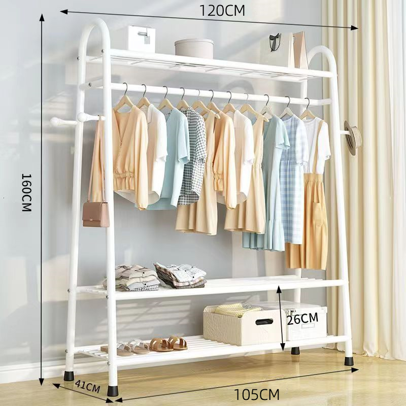 Double Pole Bedroom Clothes Hanger Floor Drying Rack Balcony Drying Rack for Clothes Organizer