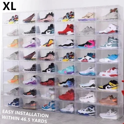 12pcs of Set ShoeBox Extra Large XL Size Basketball Shoes 46.5yards shoe Organisers Transparent shoe box Shoe Rack Basketball AJ Storage Boxes Organizer Cabinet Stockable