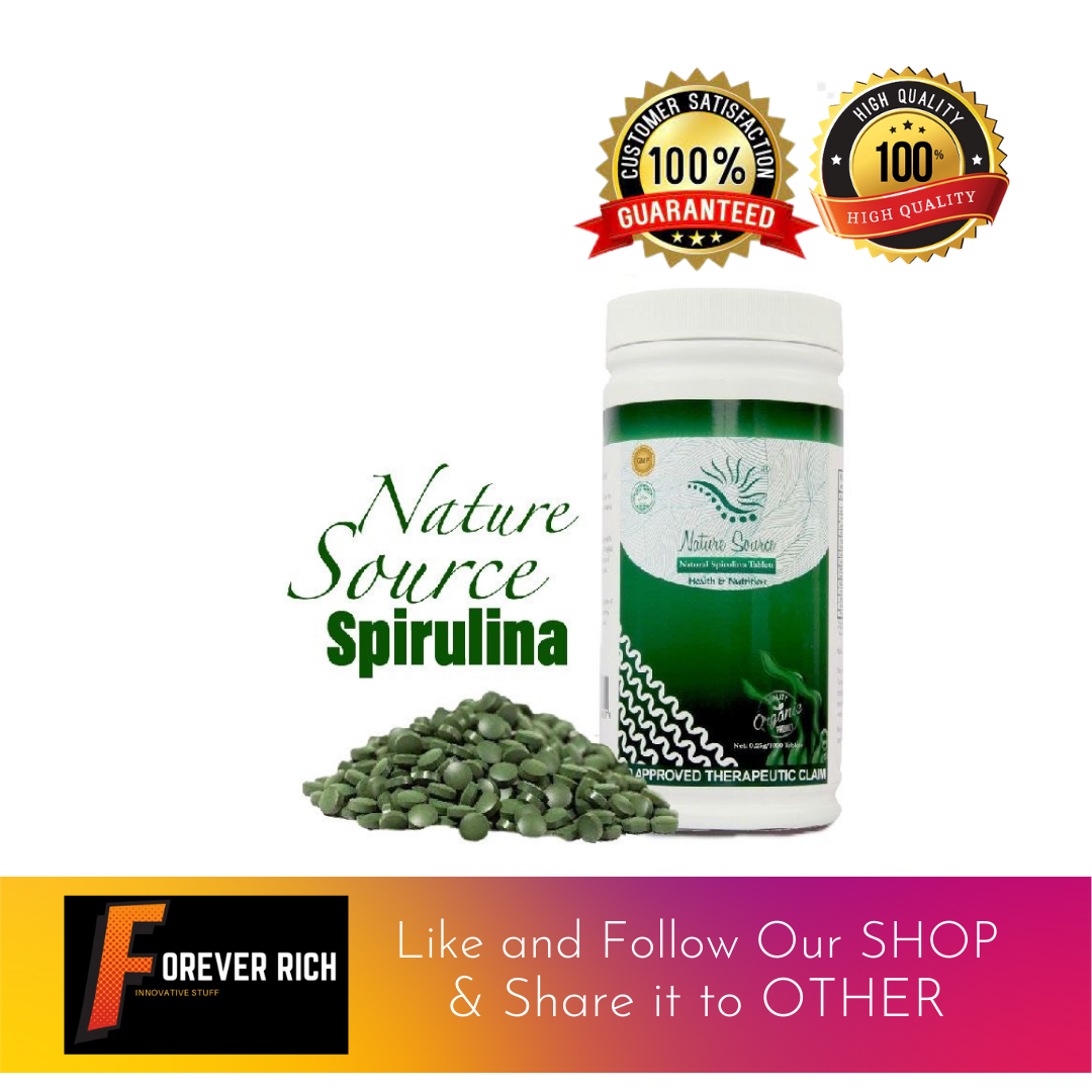 Nature Source Spirulina 1000 Tablets Super Food, Natural Source of