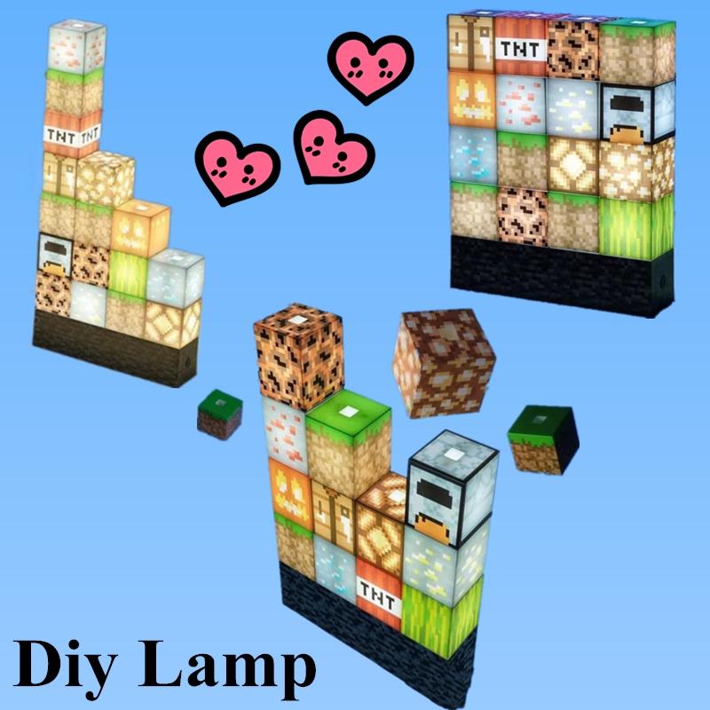  Paladone Minecraft Block Building Lamp - 16 Rearrangeable Light  Up Blocks - Interactive Decoration, Toy, and Night Light for Kids Room :  Home & Kitchen