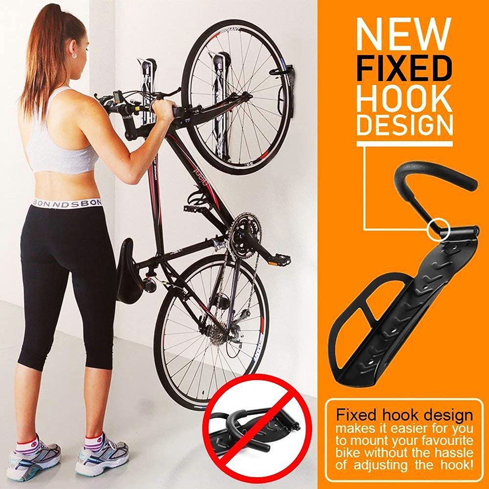 2 PCS Bicycle Hanger Bicycle Adjustable Wall Mount Hook Rack Holder Hanger Adjustable Up to 66 lbs for Garage Shed 