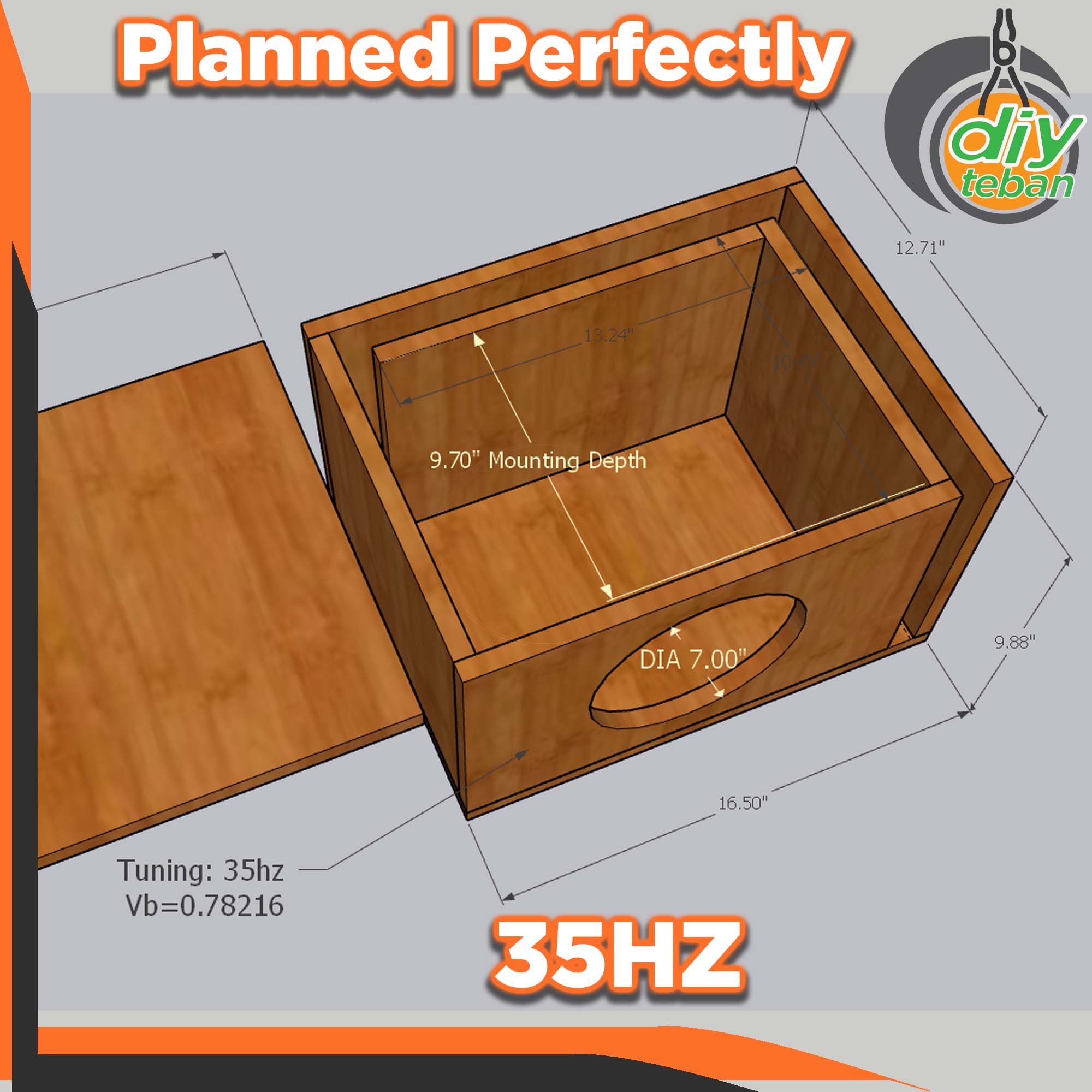 8 Inches Subwoofer BOX / Enclosure L Ported 20hz, 25hz, 30hz, 35hz