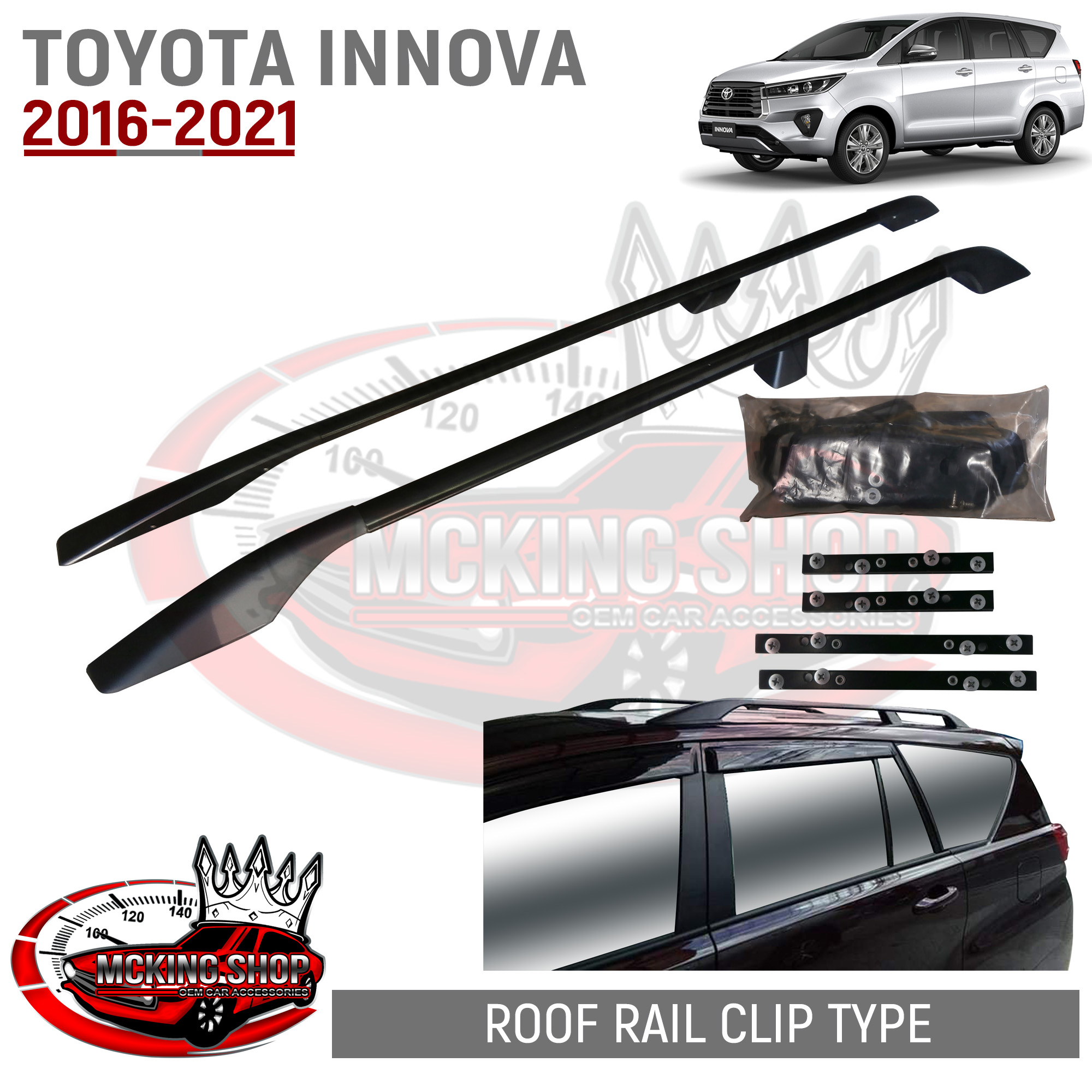 Toyota Innova 2016-2021 Aluminum Roof Rail Clip Type NO DRILL