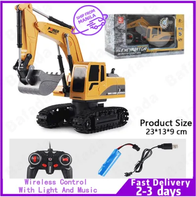 【Fast Delivery】1:24 RC Excavator Toy 2.4Ghz 6 Channel 1:24 RC Engineering Truck Car Alloy and Plastic Excavator RTR for Kids Birthday Gift