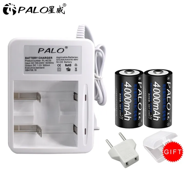 PALO C Size Rechargeable Battery Type C LR14 Battery 1.2V NIMH 4000mAh