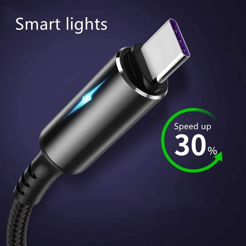 Dây Dữ Liệu Micro Sạc Nhanh Micro Type-C Cáp USB 5A LED Cho Huawei Samsung Xiaomi Android Phụ Kiện Điện Thoại Di Động Các Loại Cáp Sạc