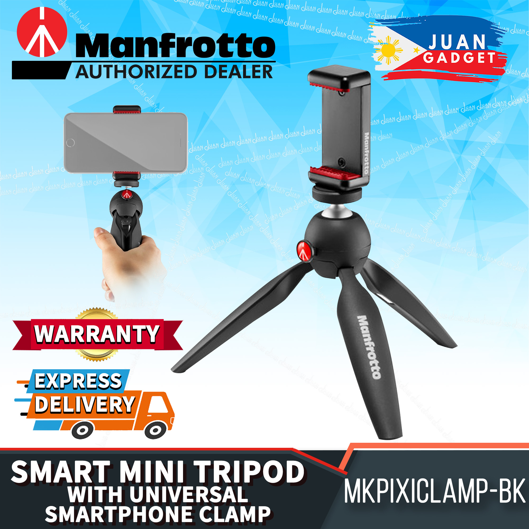 Manfrotto PIXI Smart Mini Tripod with Universal MKPIXICLAMP-BK