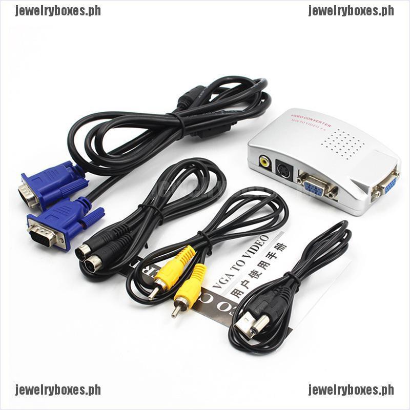 JX PC VGA to TV Composite Video RGB Converter AV RCA SVideo Adapter