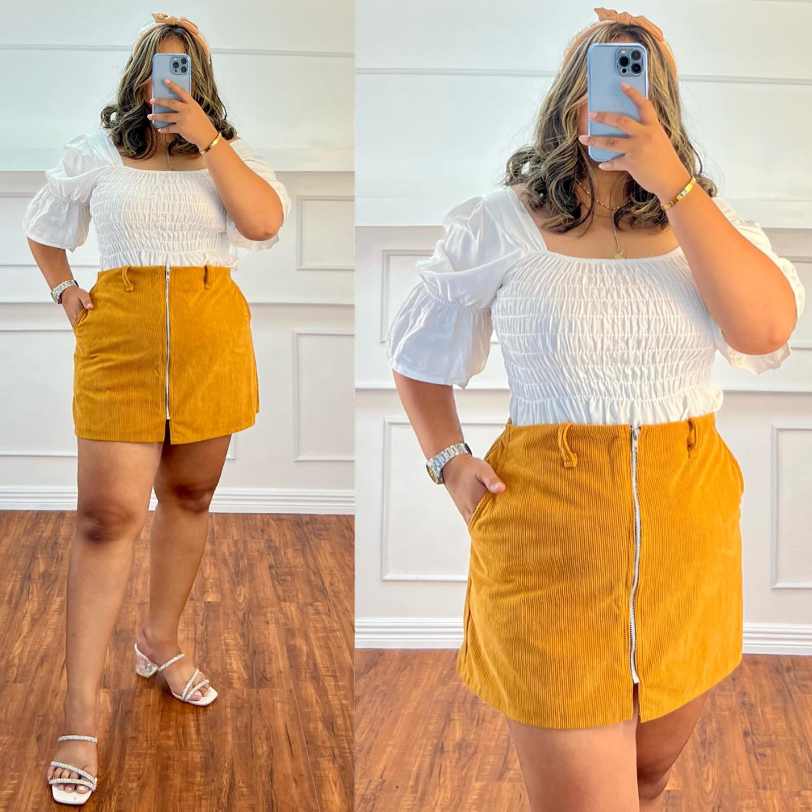 Mustard on sale corduroy skirt