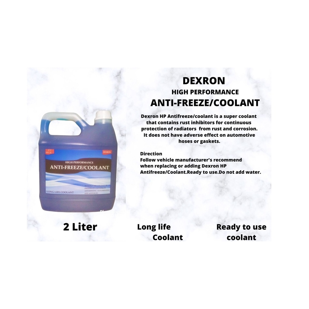 DEXRON HIGH PERFORMANCE ANTIFREEZE/COOLANT (BLUE) 2 LITER (READY TO USE ...