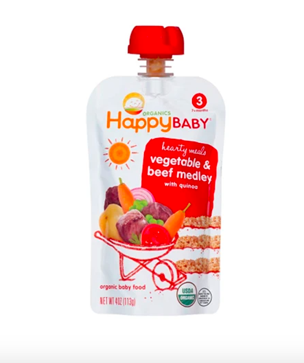 happy baby hearty meals harvest vegetables & chicken with quinoa stage 3 organic baby food