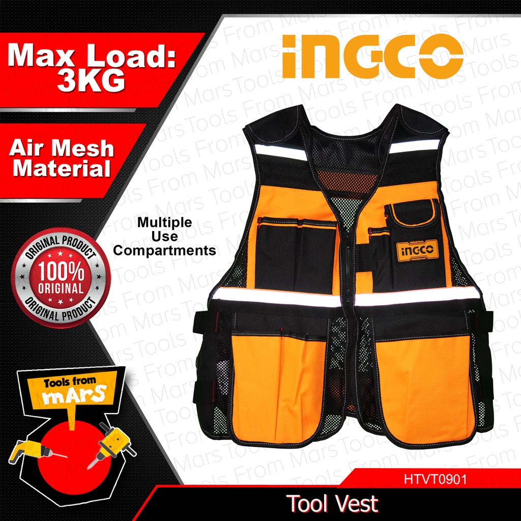 INGCO Safety Tool Vest 3kg 7 Pockets HTVT0901 •TOOLS FROM MARS• Lazada PH