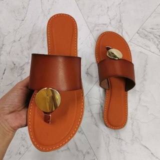 Women Leather Summer Sandals Shoes Retro Thin Straps Open Toe Beach Slides Flat with Woman Sandals Plus Size 41 Female Footwear thumbnail