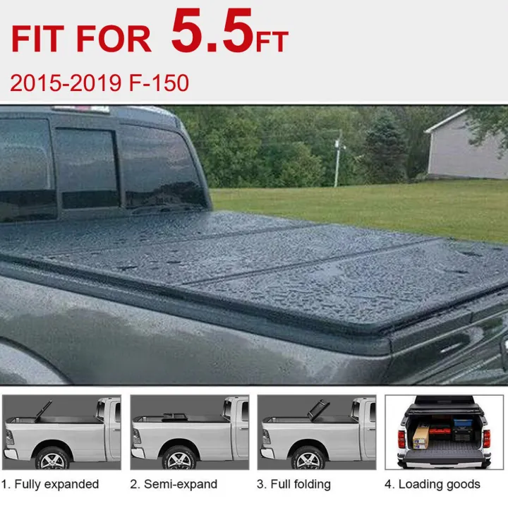 Ship From Us Black Soft 5 5ft Tri Fold Tonneau Cover For Ford F150 2015 2019 Truck Bed Cover Lazada