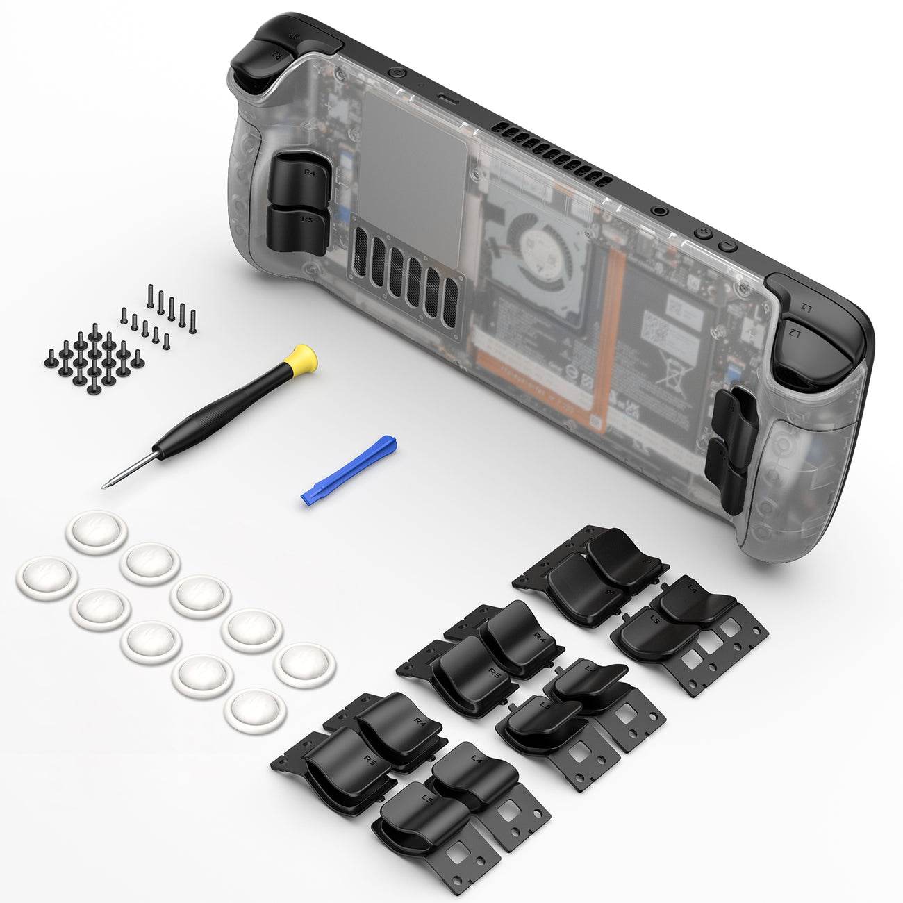 JSAUX Transparent Back Plate Compatible for Steam Deck, DIY Clear