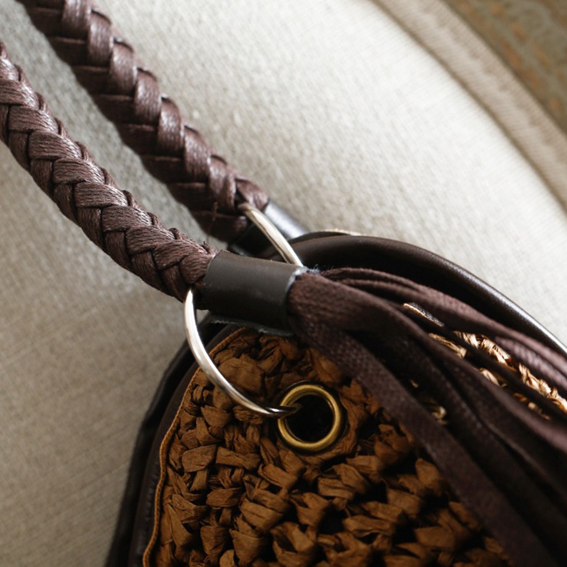 Paper Women Shoulder Bag Casual Large Capacity Rattan Tote Bags for ...