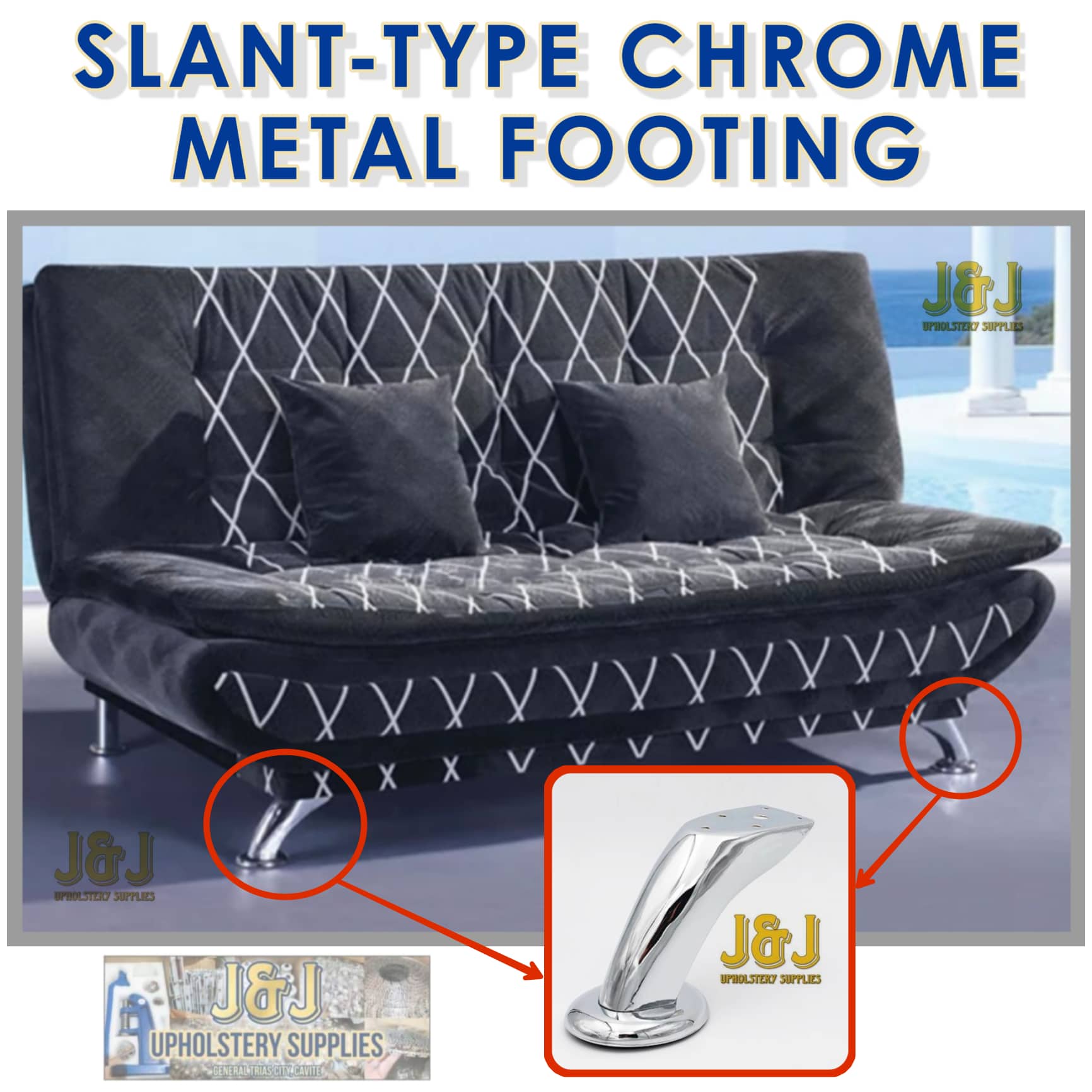 3.5inches Metal Footings for Furnitures Slanttype Chrome Metal Sofa