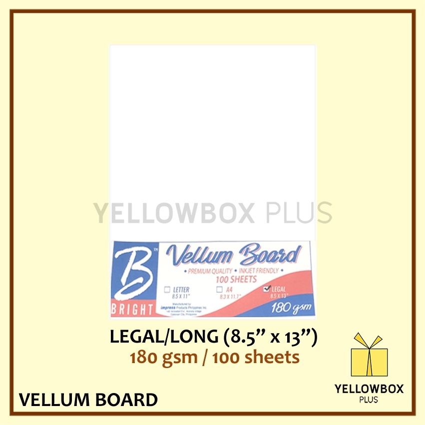 100pcs White Vellum Board Paper A4 letter Long Legal size 180 gsm 220