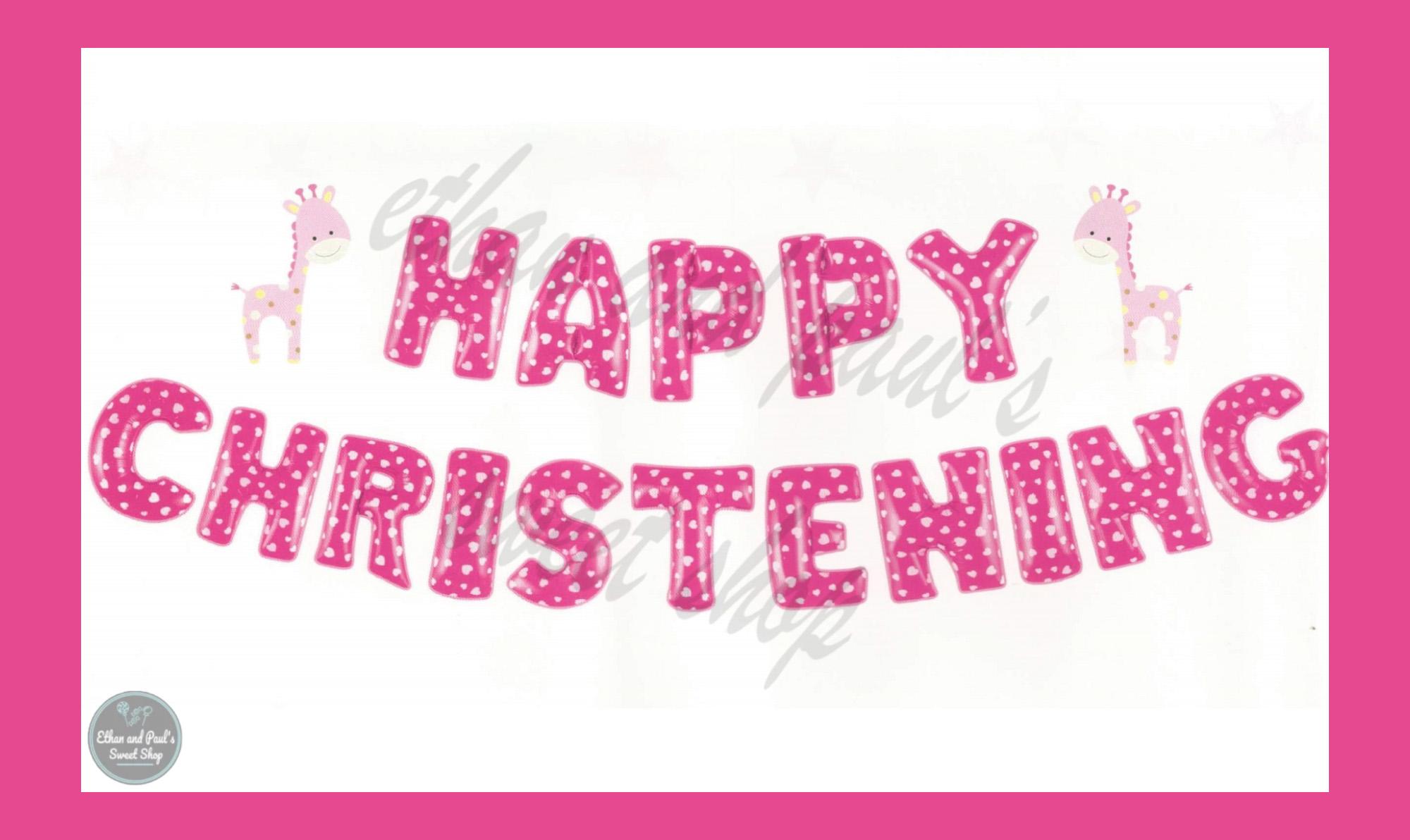 Happy Christening Letter Foil Balloon Set (Pink) Lazada PH