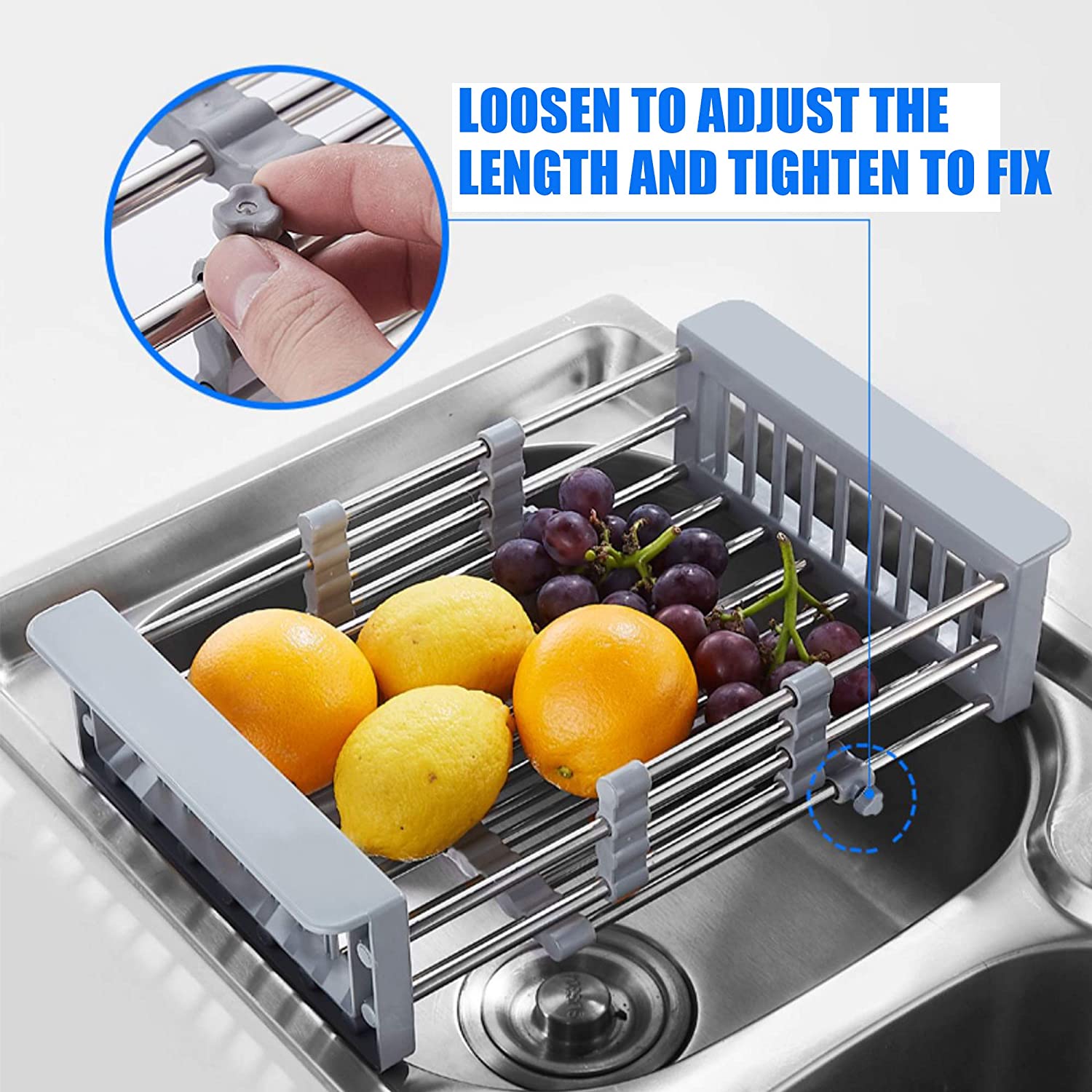 ACB Extendable Dish Drying Rack Over Kitchen Sink Adjustable Stainless