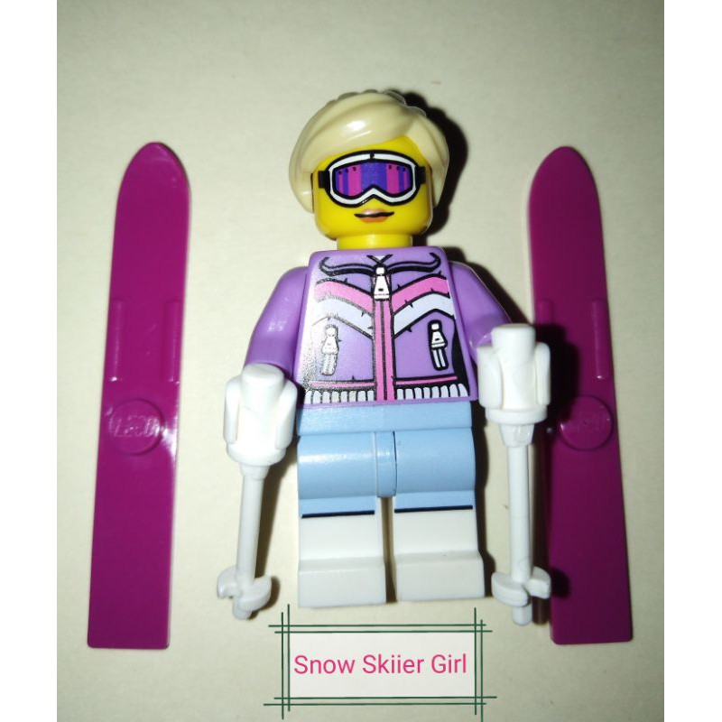 New Genuine LEGO Downhill Skier Minifig with Skis and Poles Series 8 8833 
