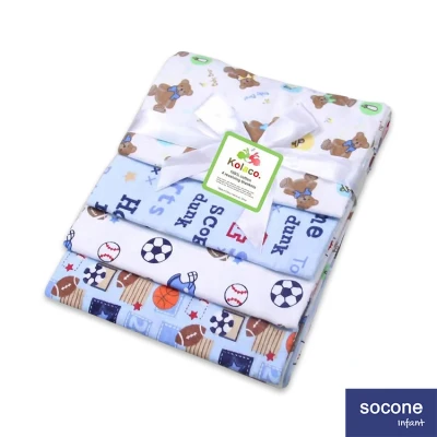 Socone Infant 4 in 1 Receiving Baby Blanket Assorted 100% Cotton for Newborn Baby Infant Gift Idea 8782