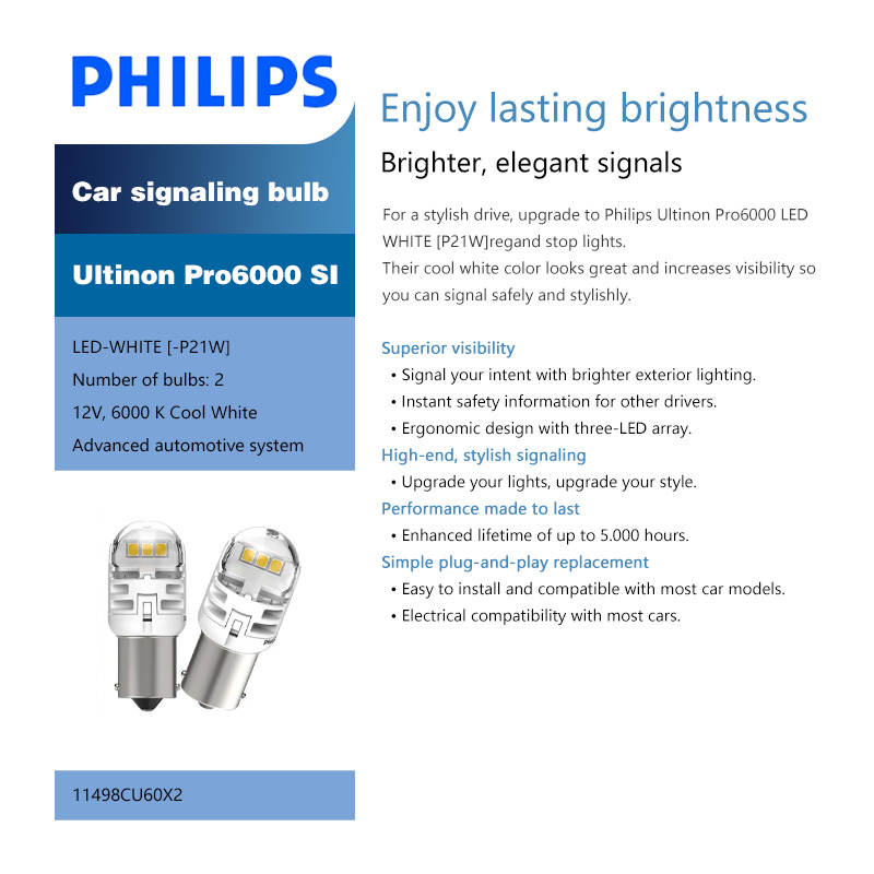 Philips Ultinon Pro6000 T20 S25 T10 C5W White yellow red
