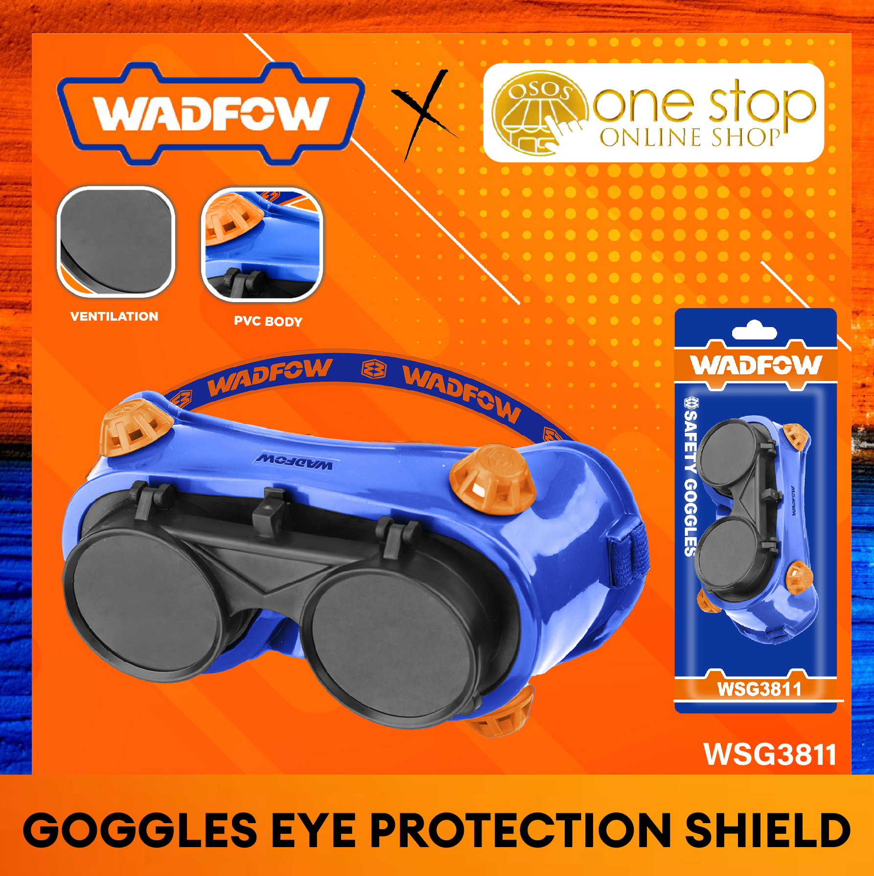 Wadfow Easy to use Welding Safety Goggles Eye Protection Shield DIN 11 Flexible PVC body