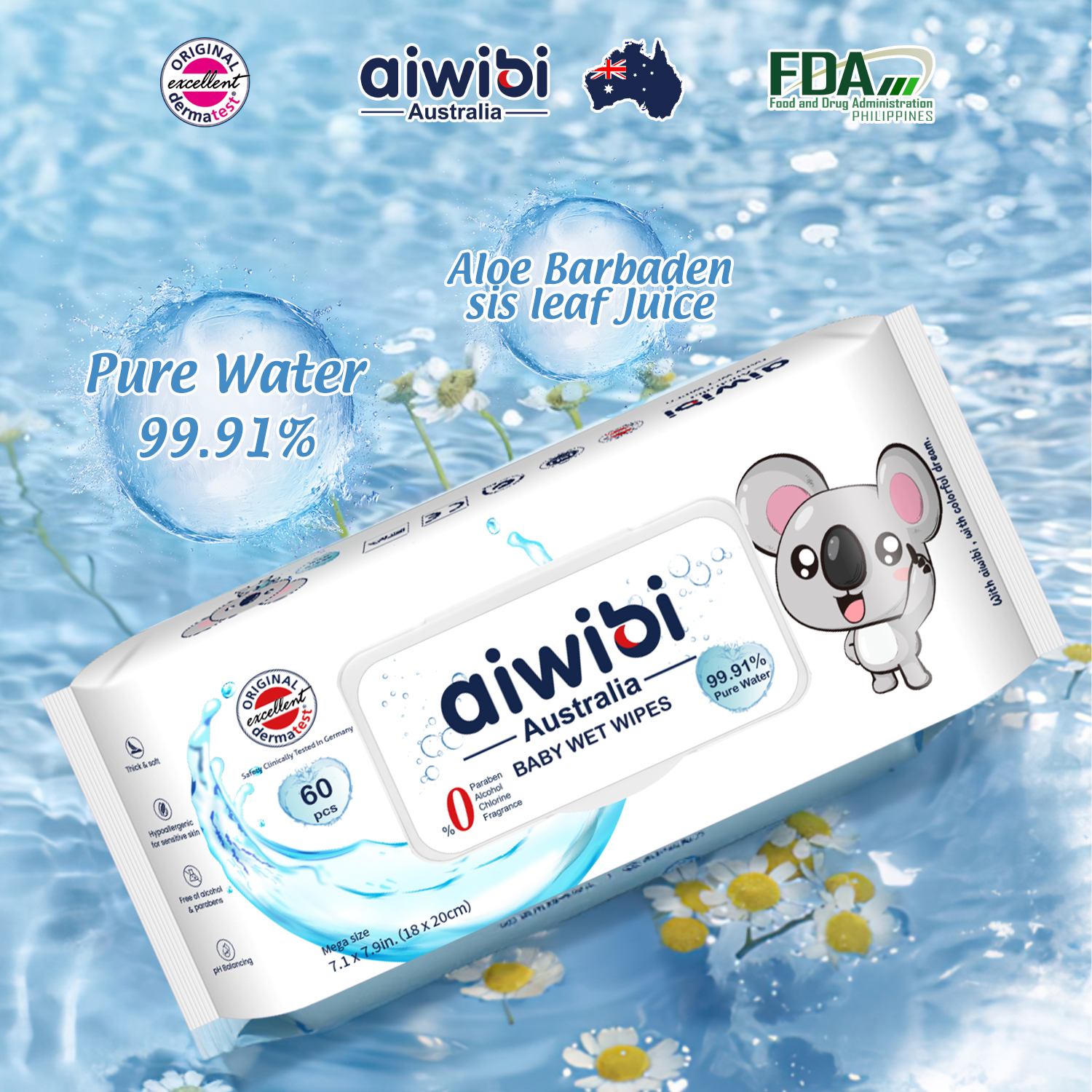 Aiwibi Baby Wipes 99% Pure Water Wet Wipes Hypoallergenic and Unscented ...