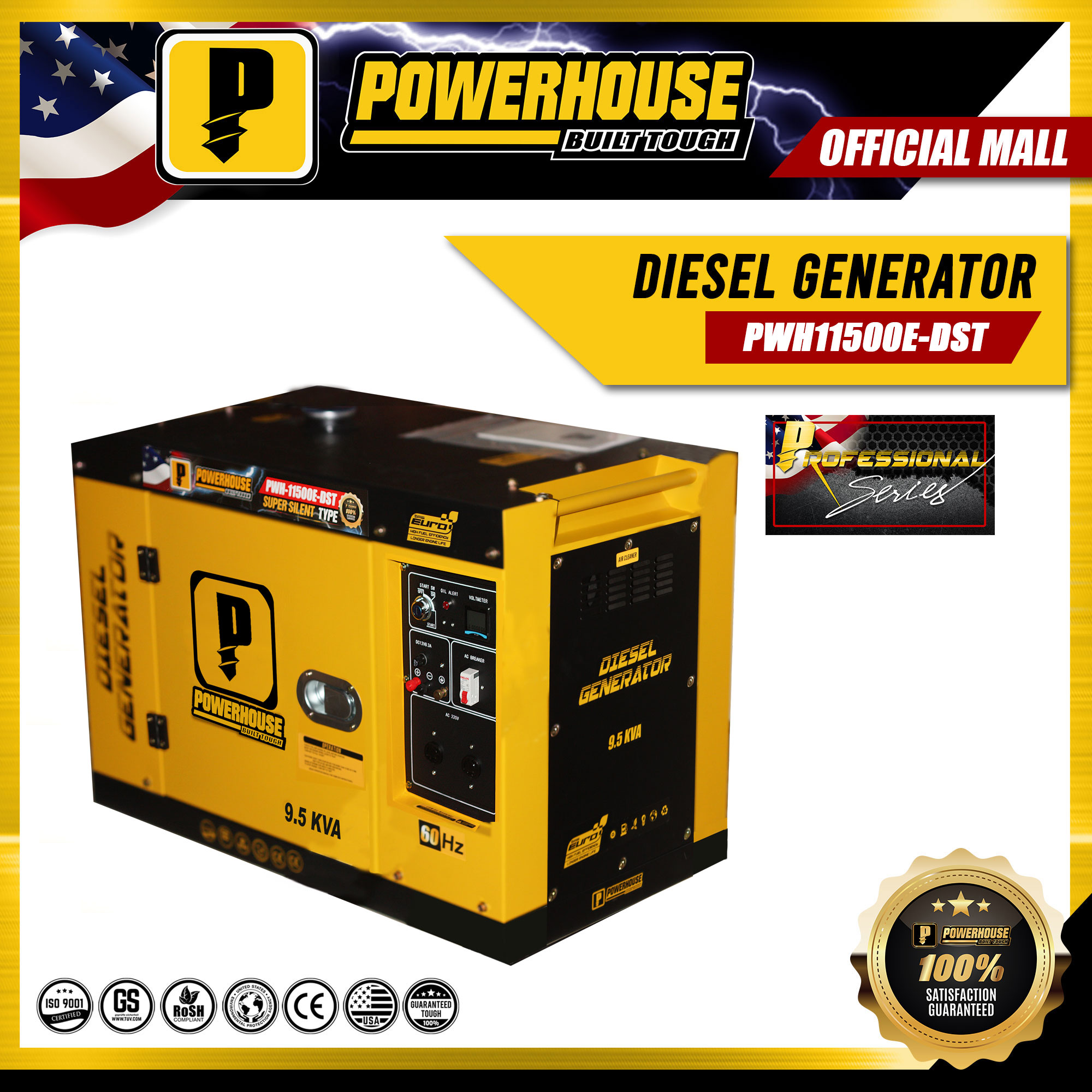 POWERHOUSE 9.5KVA Diesel Silent Type Generator with Battery For