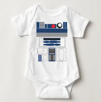 Baby Character Onesies with FREE Name Back Print - R2D2