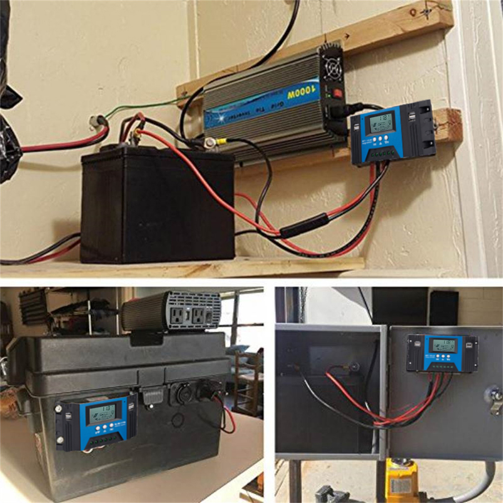 30-100A Bộ điều khiển sạc năng lượng mặt trời mới LCD USB 12V/24V Bảng điều khiển năng lượng mặt trời Bộ điều chỉnh sạc pin ô tô Bộ phận năng lượng mặt trời PV