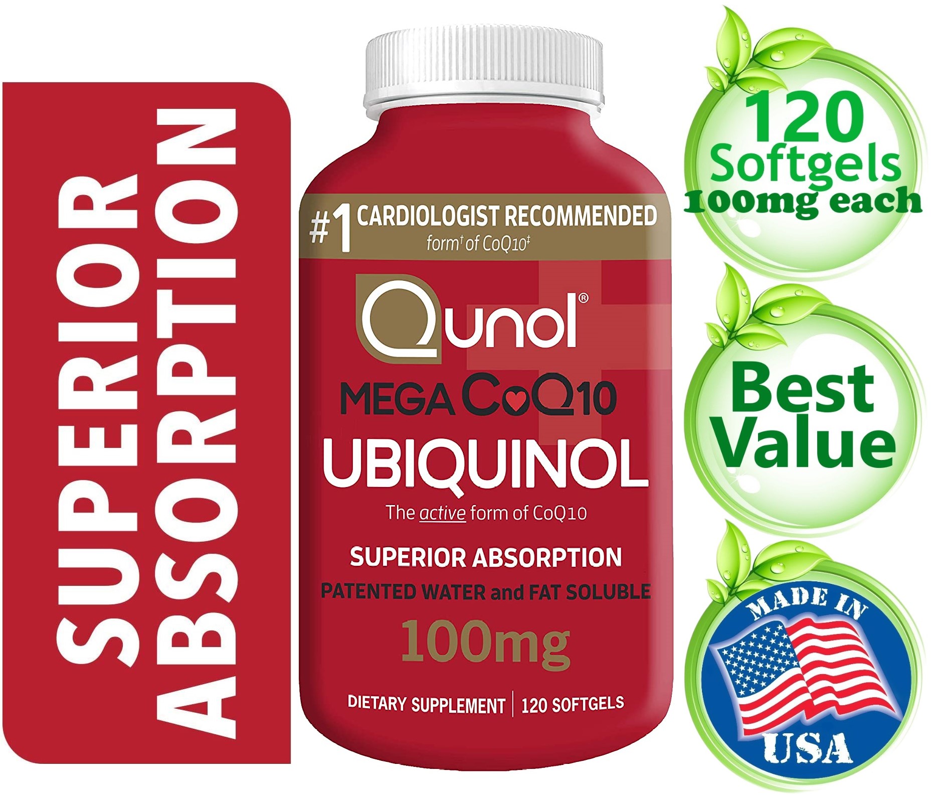 UBIQUINOL 120/60 Softgels Most Bioavailable CoQ10 1 Doctor's