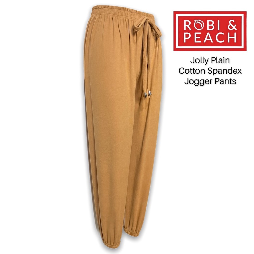 Robi & Peach: Plain Cotton Spandex Jogger Pants for Women