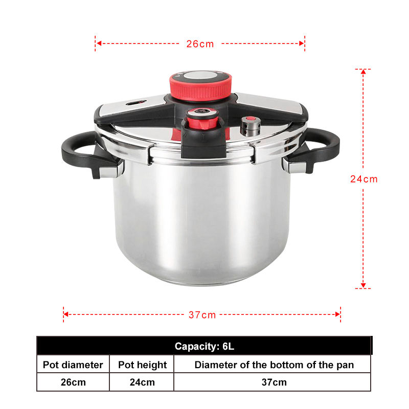 Quick Cooking Pot KEN BROWN 6L Stainless Steel Pressure Cooker - Triple Safety Lock, Fast Cooking For Soups, Stews & Meats 6L Pressure Cooker