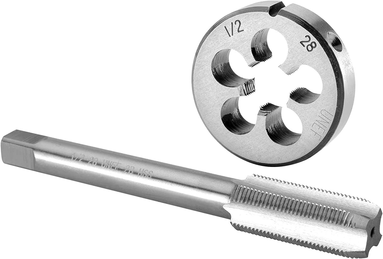 Set Maschio E Filiera Mano Sinistra Burkit 1/4-28 UNF – Filettatura A Macchina In Acciaio Per Metallurgia (Rubinetto E Dado Rotondo) - 2