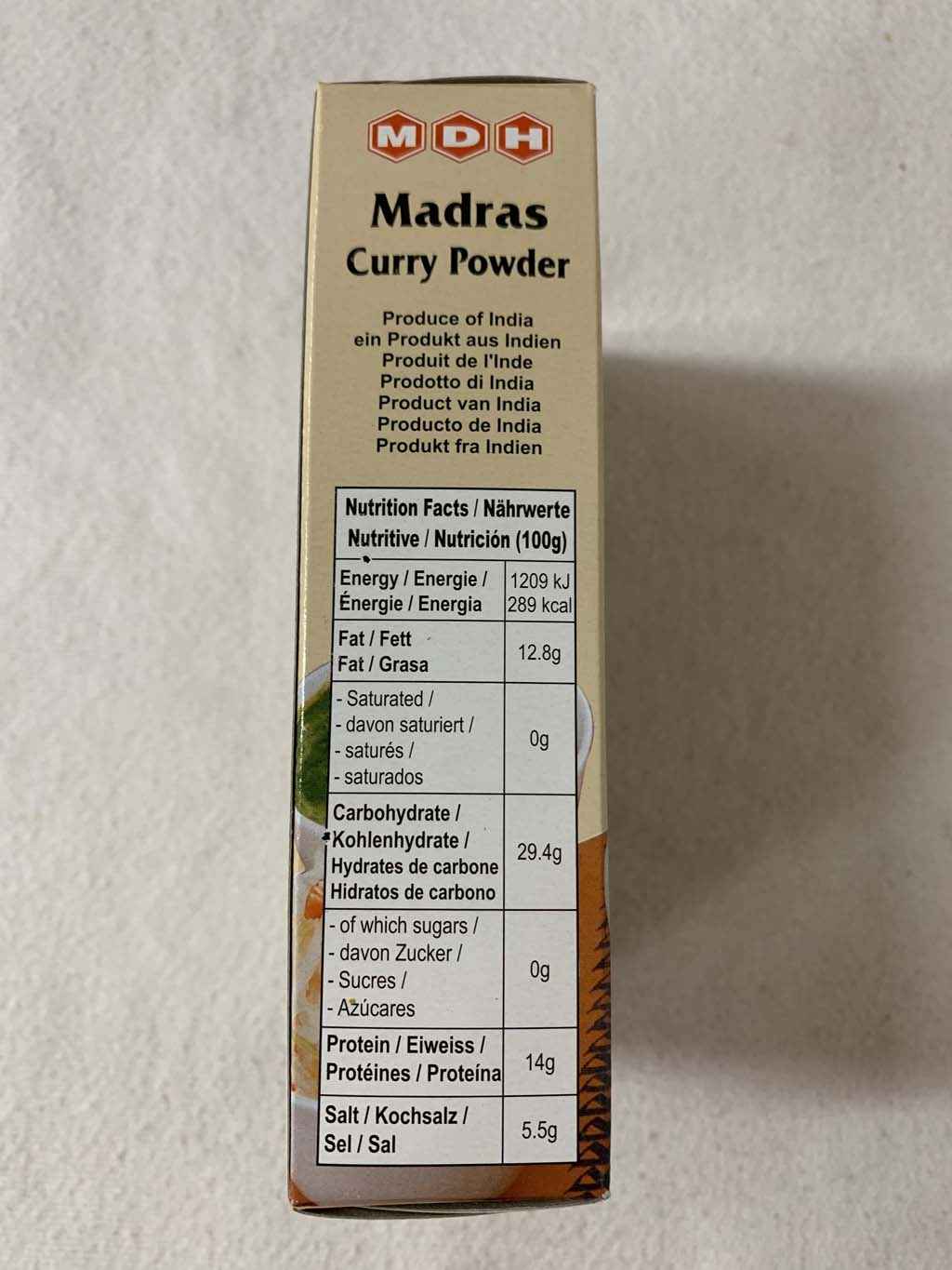 Nutrition Facts Mdh Madras Curry Powder Lalah's Heat Treated