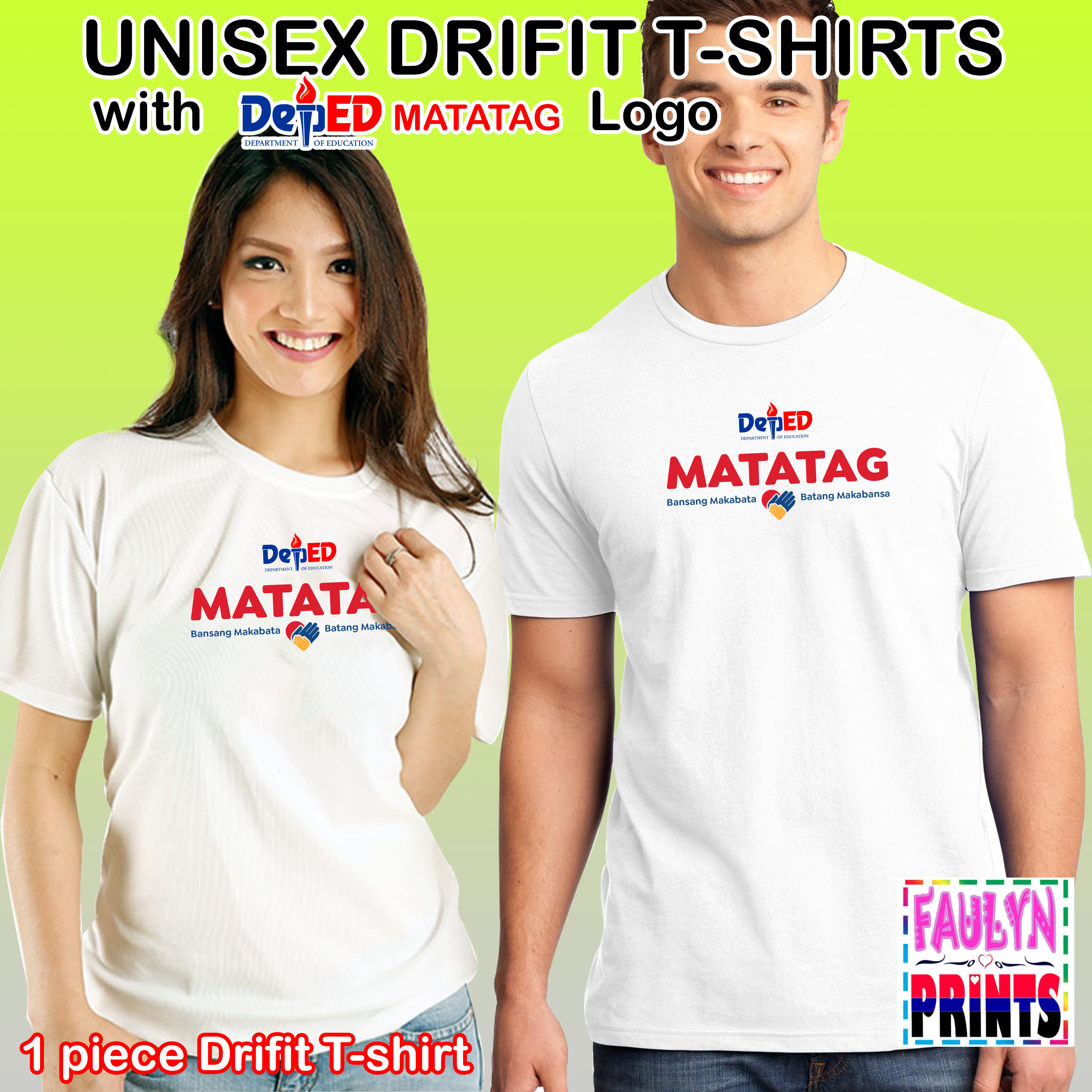 Premium Drifit Shirts Printed Deped Matatag Logo Unisex Polo Shirts T Shirts White Black 6354