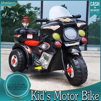 Adventurers Rechargeable Motor Bike Kids Ride-on Toys Police Motorcycle (Black)