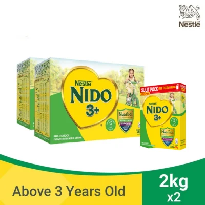 Nido® 3+ Powdered Milk Drink For Pre-Schoolers Above 3 Years Old 4kg [2kg x 2] with Nido 3+ 408g