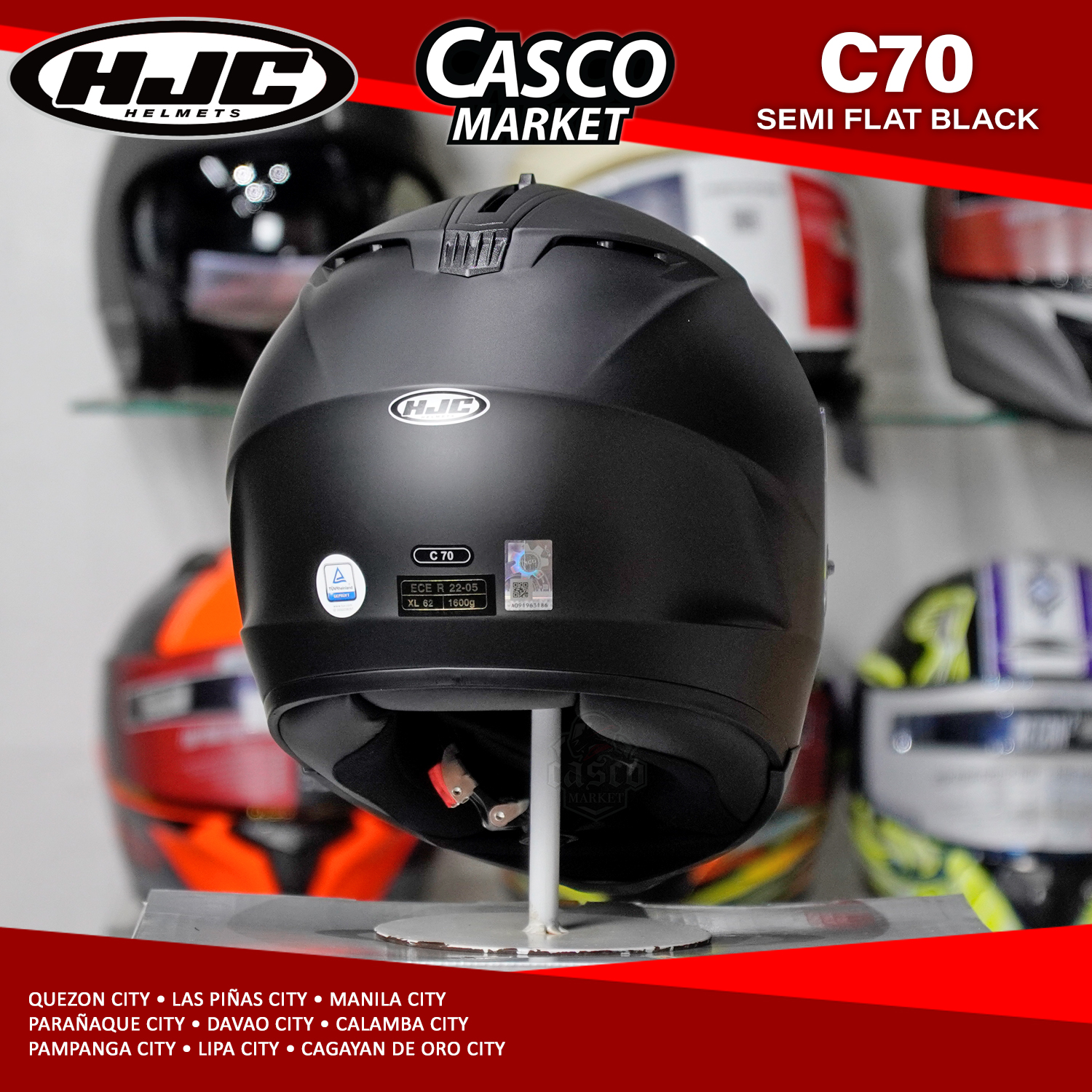 HJC C70 PLAIN FULLFACE DUAL VISOR MOTORCYCLE HELMET Lazada