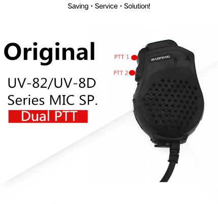 Original 2 Dual PTT Speaker Mic Microphone For Baofeng UV-82 UV-82Plus  GT-5TP Portable