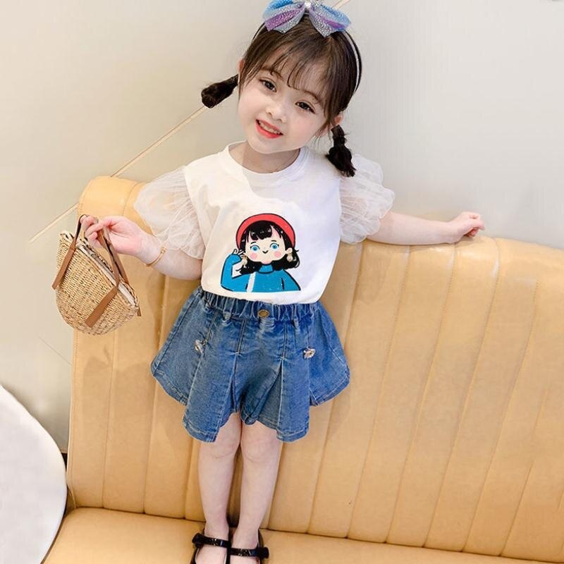 Chân Váy Jean Cho Bé Gái Quần Short Denim Thời Trang Trẻ Em Tập Đi Phong Cách Hàn Quốc Quần Váy Xếp Ly Màu Trơn Quần Áo Trẻ Em Dễ Thương Hoa Công Chúa