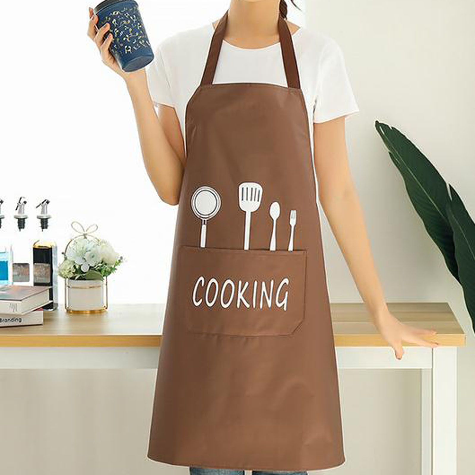 Home Denim Cotton Pocket Apron Sleeveless Baking Chefs Kitchen Cooking BBQ Craft 