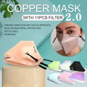 Isbase ã€Ready Stockã€‘ Copper Face Masker, Reusable with 11 filtersï¼Œ 99.9% protection Recyclable ï¼ŒWashable