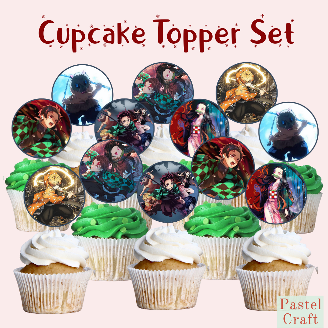 Demon Slayer 12 pcs/pack Customized Cupcake Toppers for Parties ...