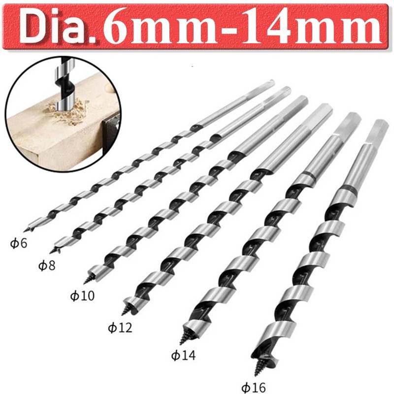 Hex Shank Auger Drill Bits 230mm Long Twist Auger Drill Bit Set 6mm 8mm