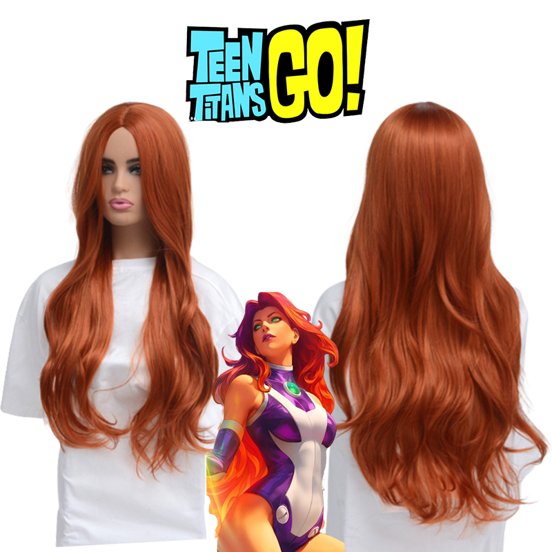 Teen Titans Starfire Cosplay Costume Wig Adults Superhero Halloween